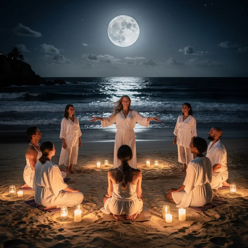 Instructor guiando a los estudiantes en una sesión de meditación sentada.